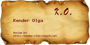 Kender Olga névjegykártya